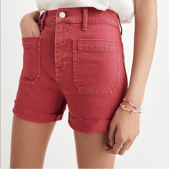 Madewell Pants - Madewell high rise red garment dyed shorts size 27